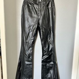Veronica Beard Black Leather Flare Pants